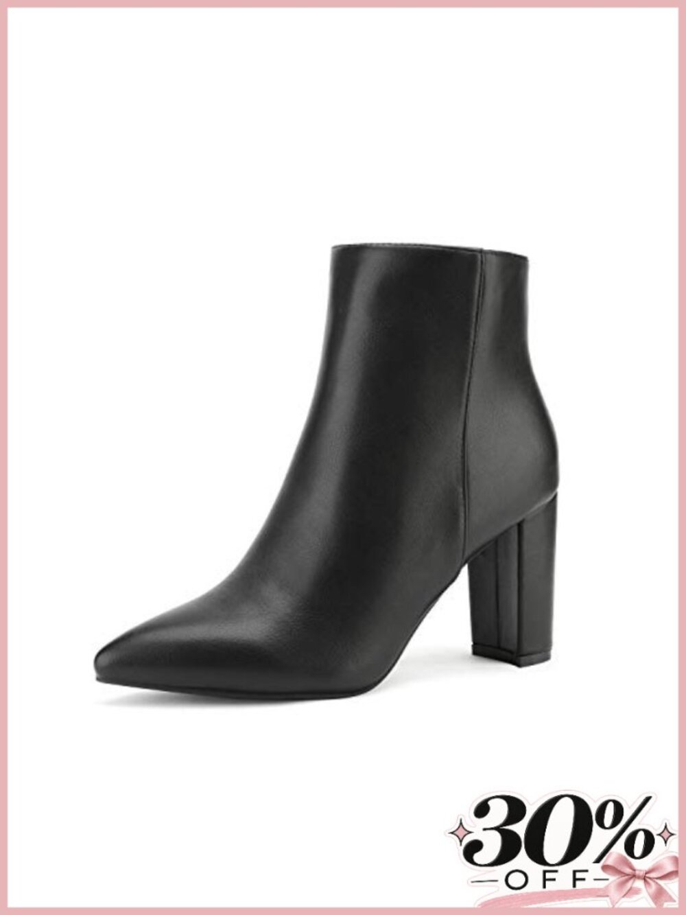 Women's Chunky Heel Ankle Booties Faux Fur Lined Zip Closure Pointed Toe